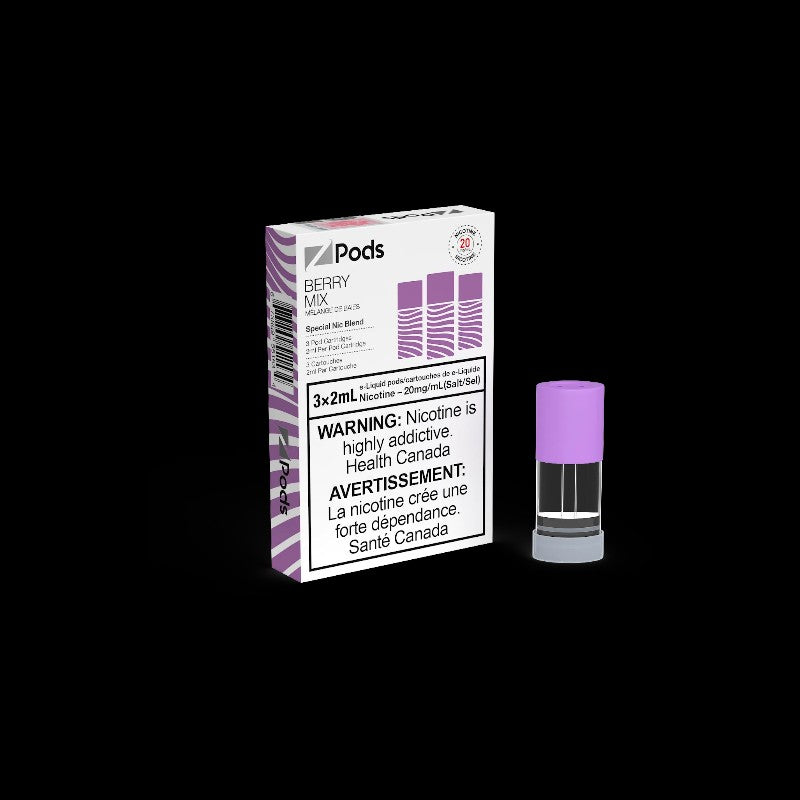 Z Pods, Banana Iced flavour, refreshing cool vape with balanced 20mg nicotine blend, designed for Ontario and Quebec vapers.