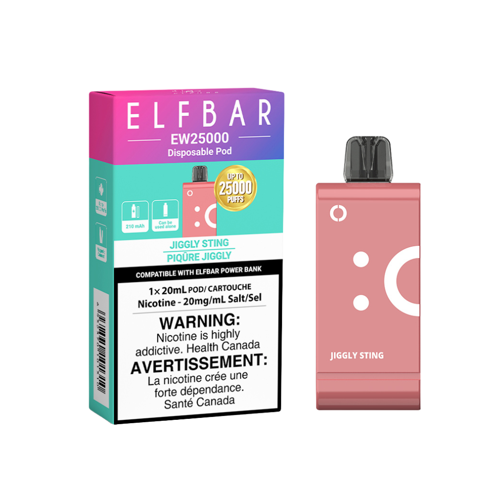 Elf Bar EW25K LED Power Bank, Dragon Fruit Strawnana flavour, exotic blend of dragon fruit, strawberry, and banana for a unique vape experience, ideal for vapers in Ontario and Quebec.