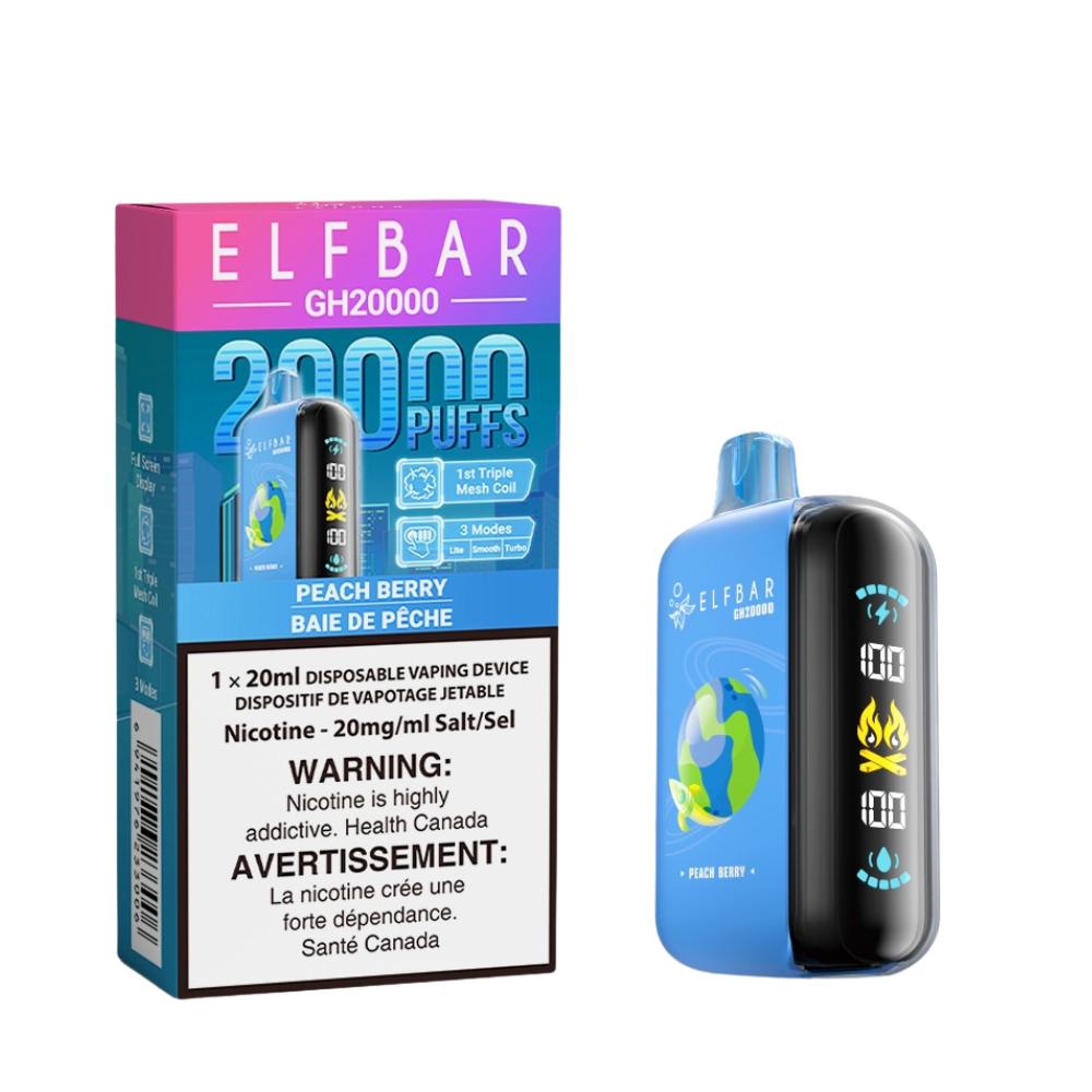 Elf Bar GH20K Disposable Vape, Green Apple Ice flavor with refreshing menthol, crisp and tart vaping experience, disposable vape ideal for Ontario and Quebec vapers.