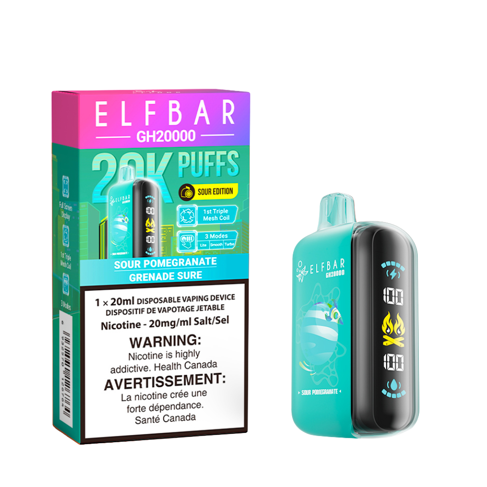 Elf Bar GH20K Disposable Vape, Strawberry Ice flavour, cool fresh strawberry taste with icy finish, smooth and refreshing disposable vape, ideal for vapers in Ontario and Quebec.