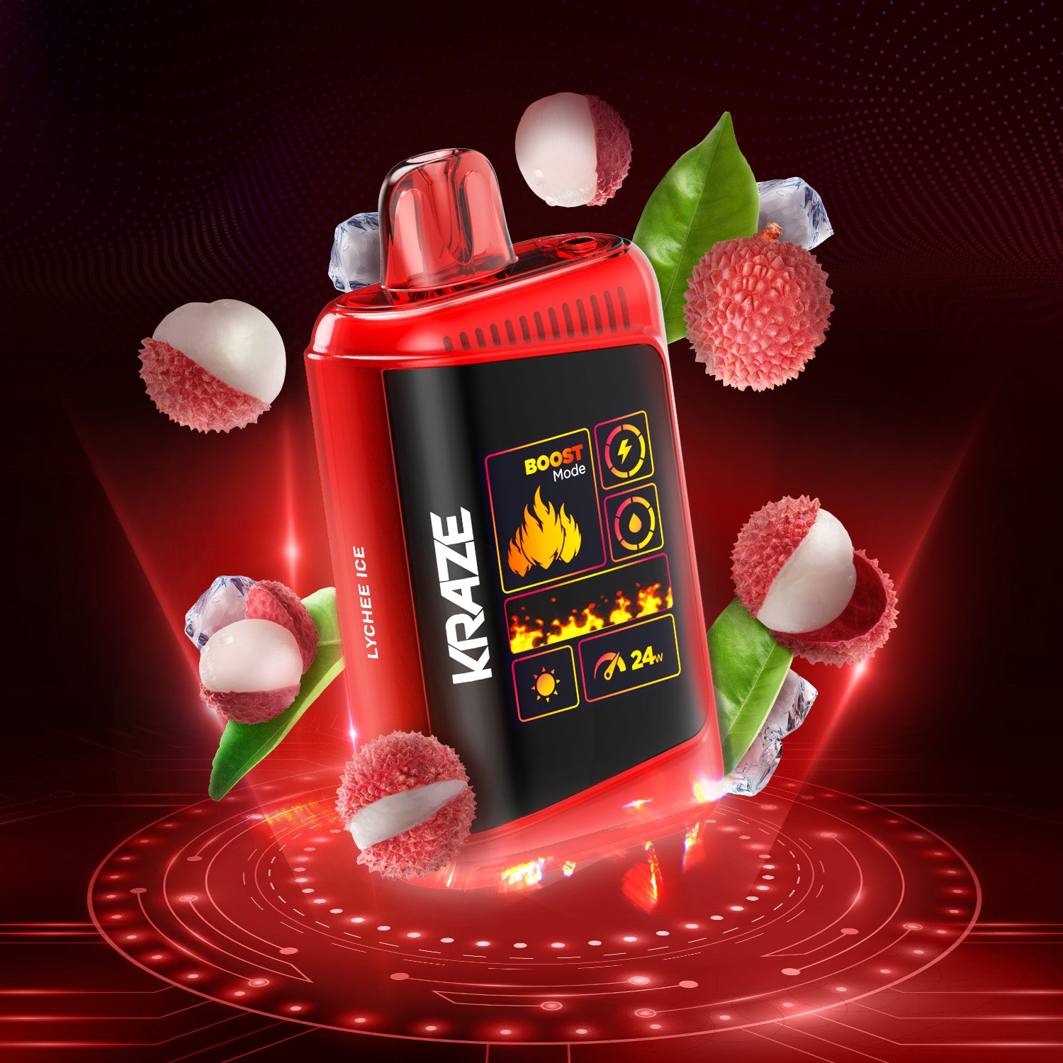 KRAZE HD Mega, Cantaloupe Ice flavour, smooth refreshing notes with crisp cool satisfaction, ideal for Ontario and Quebec vapers.