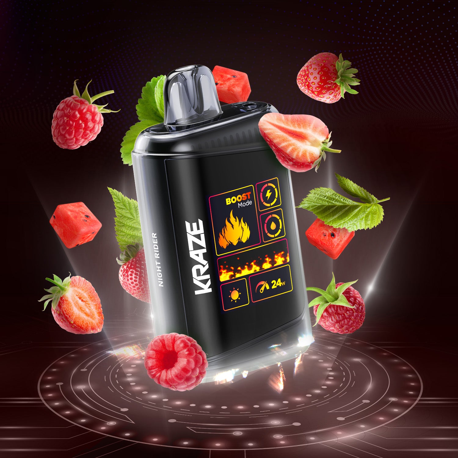 KRAZE HD Mega disposable vape, Grape Ice flavour, rechargeable 800mAh battery, adjustable airflow, designed for Ontario and Quebec vapers.