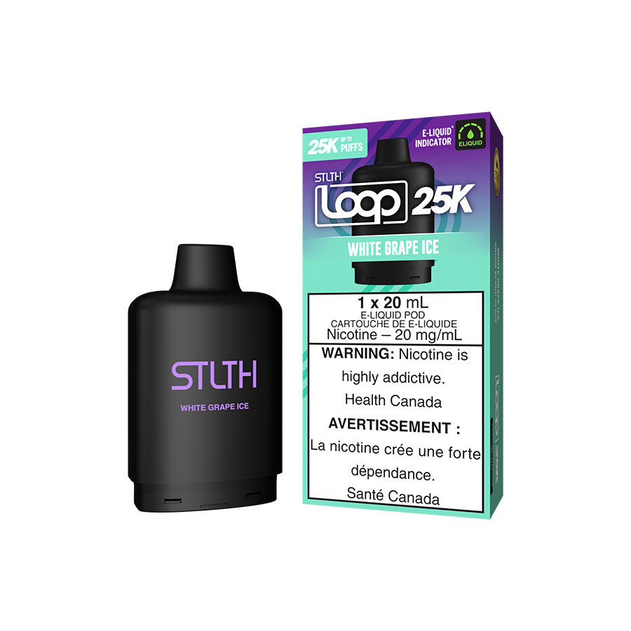 STLTH Loop 25K, Punch Ice flavour offering refreshing menthol hits with smooth nicotine satisfaction, disposable vape ideal for long-lasting convenience in Ontario and Quebec.