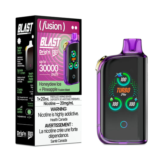 DRIP'N vape fasta blast 30K (Fusion) Honeydew Ice + Pineapple – premium disposable vape pod with icy ejuice flavor, popular in Hawkesbury, Ottawa, and across Ontario.