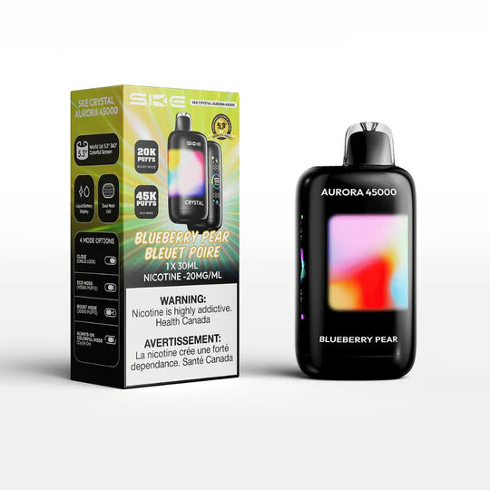 SKE AURORA 45K, Extreme Mint flavour, intense icy coolness with dual mesh coil technology for enhanced vaping pleasure, designed for Ontario and Quebec vapers.