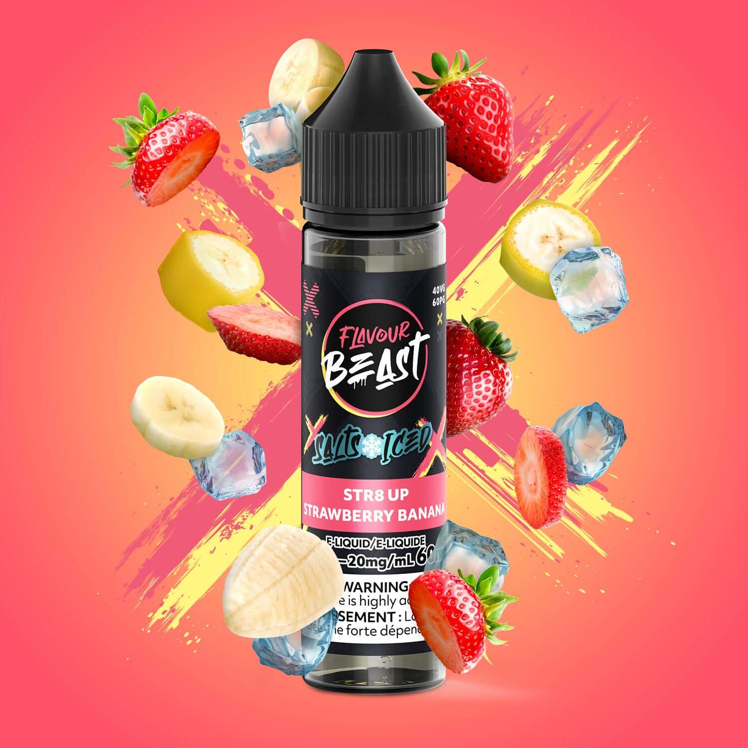 Flavour Beast E-Liquid Salt Iced 60mL, Blessed Blueberry Mint flavour with 20 mg/mL nicotine, smooth and bold vaping experience, designed for Ontario and Quebec customers.