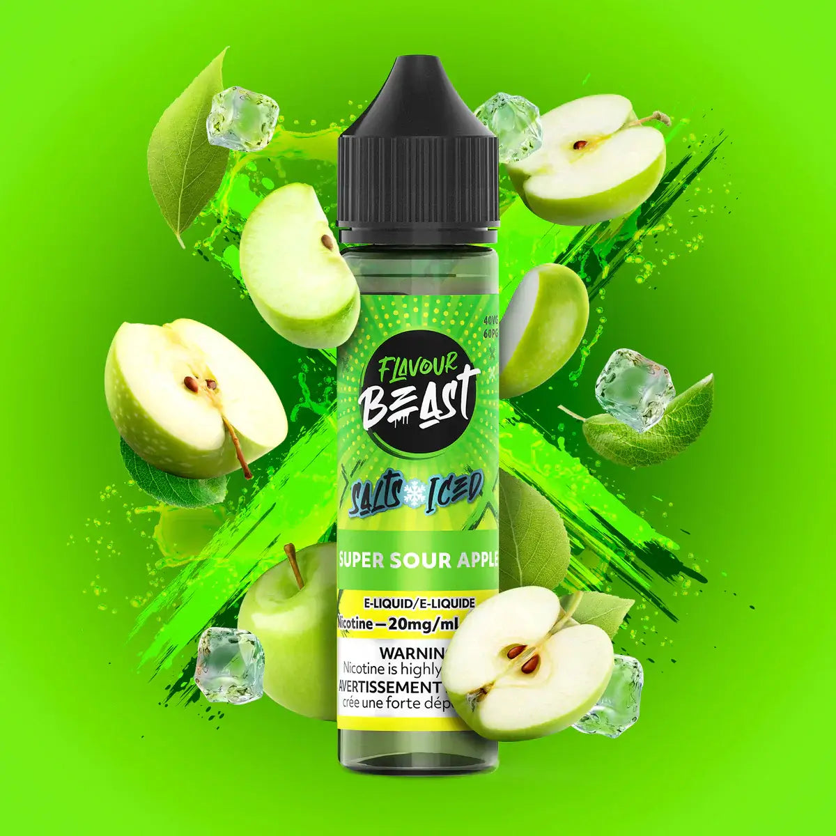 Flavour Beast E-Liquid Salt Iced 60mL, Rad Razz Melon flavour, 20mg/mL nicotine strength, bold and refreshing iced vape juice, perfect for Ontario and Quebec vapers.