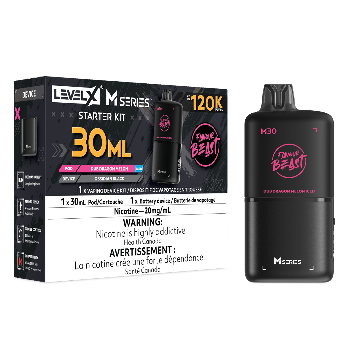 Flavour Beast Level X M Series Starter Kit 30mL Dub Dragon Melon Iced - Supa Vapes