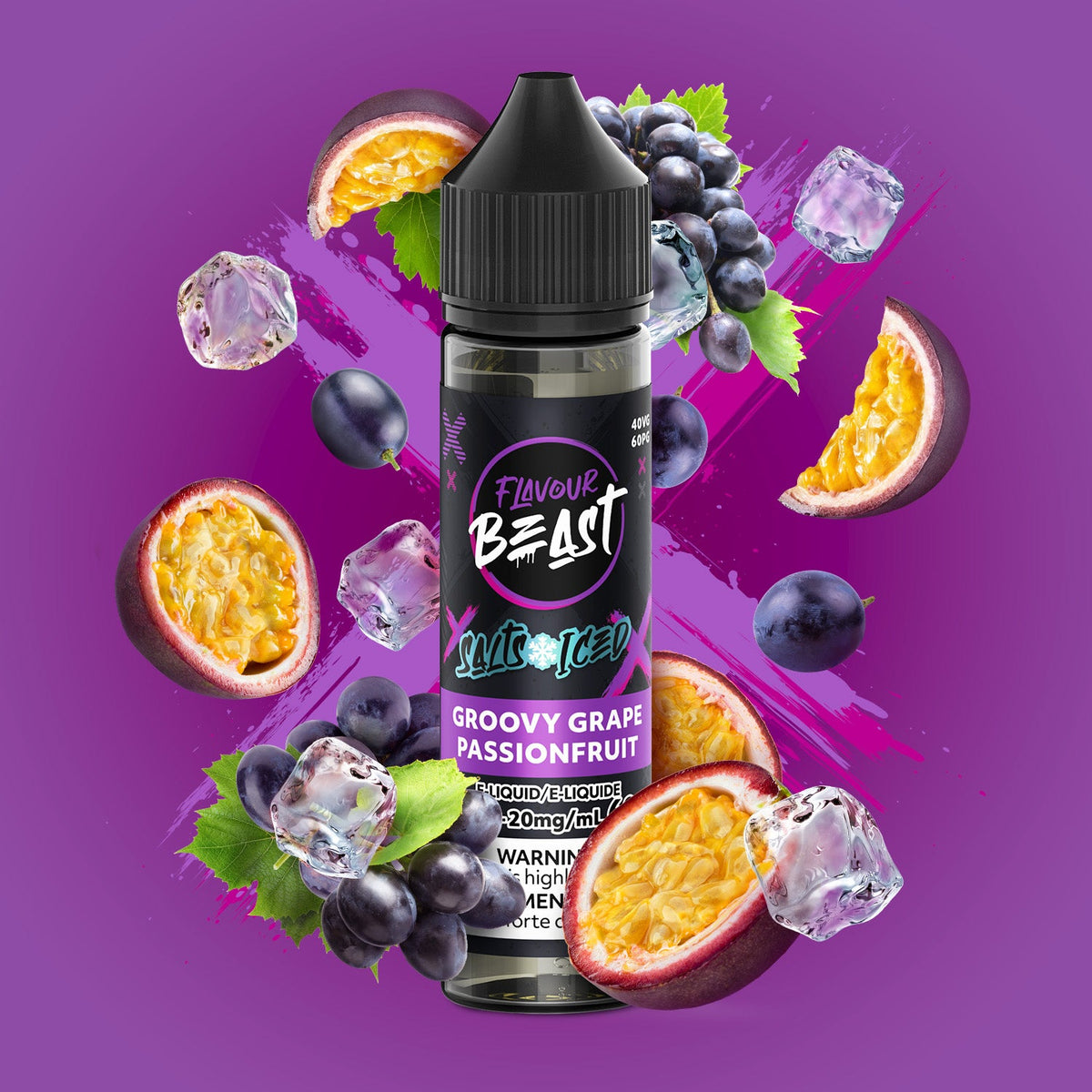 Flavour Beast E-Liquid Salt 30mL Groovy Grape Passionfruit Iced - Supa Vapes