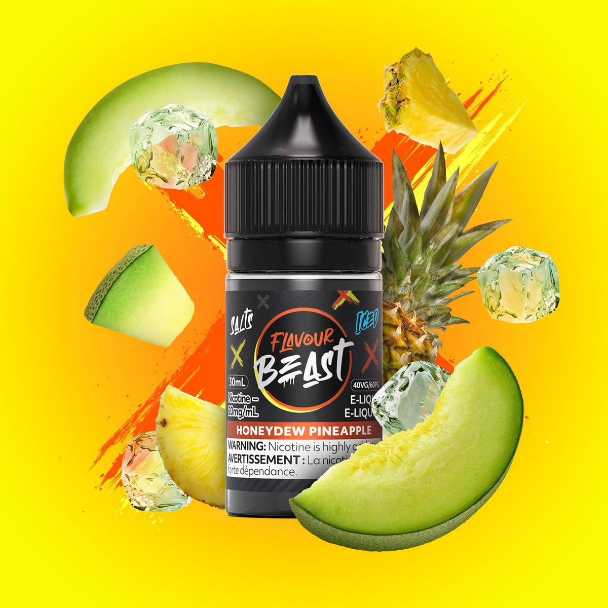 Flavour Beast E-Liquid Salt 30mL Honeydew Pineapple Iced - Supa Vapes