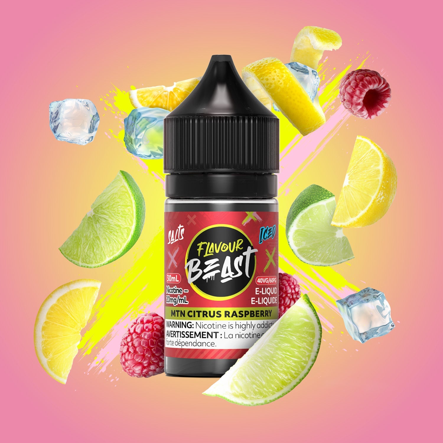 Flavour Beast E-Liquid Salt 30mL MTN Citrus Raspberry Iced - Supa Vapes