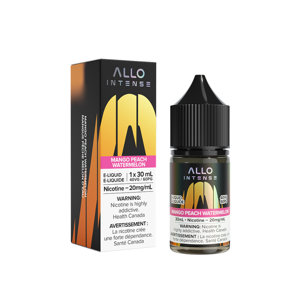 Allo Intense Mango Peach Watermelon 30mL 20mg Salt Nic E-Liquid bottle