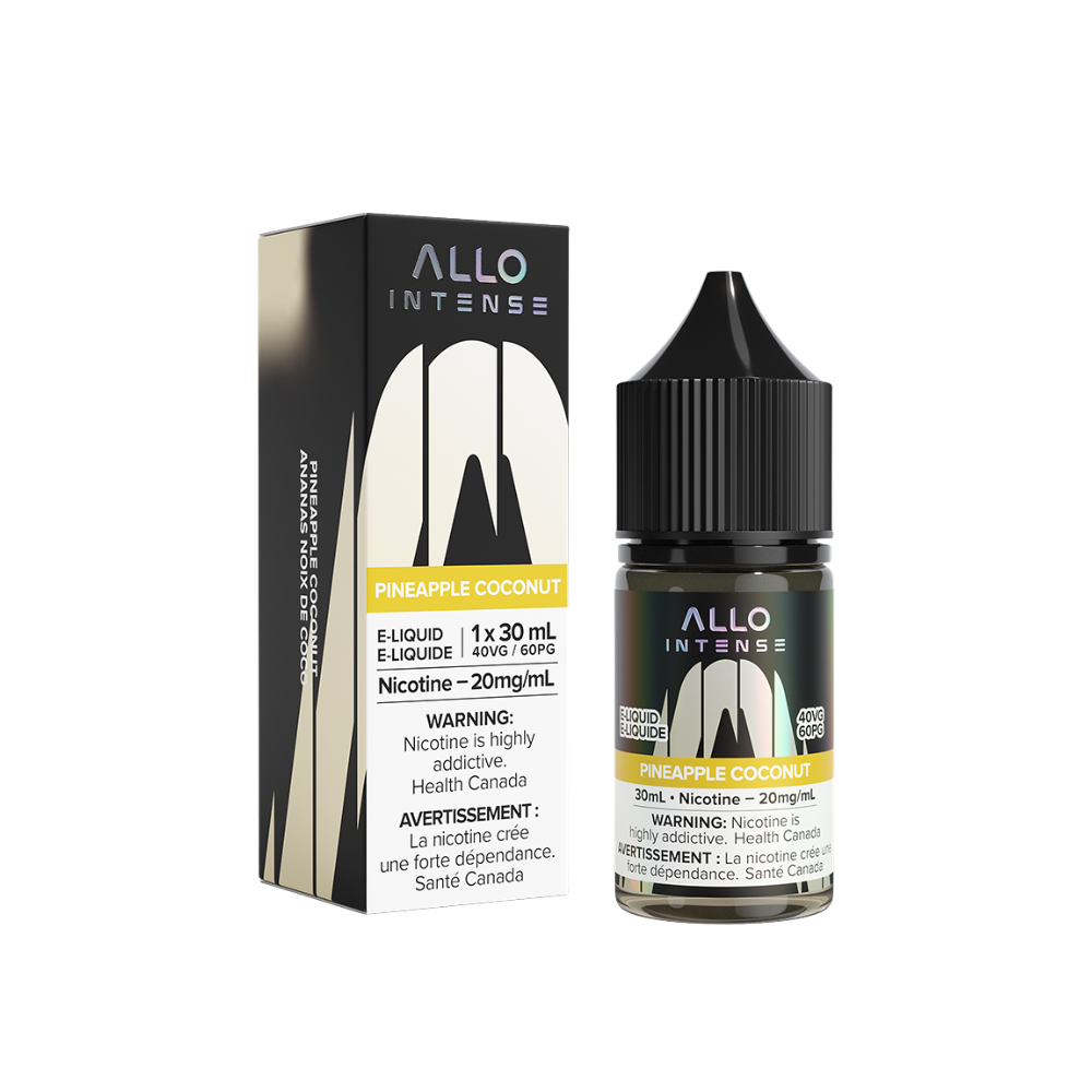 Allo Intense Pineapple Coconut 30mL 20mg Salt Nic E-Liquid bottle