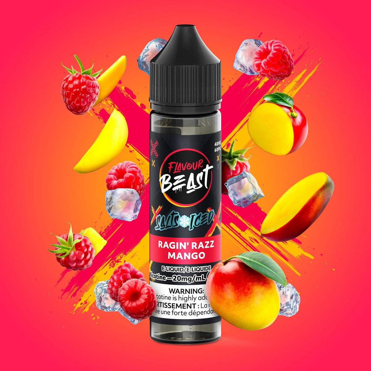 Flavour Beast E-Liquid Salt 30mL Ragin' Razz Mango Iced - Supa Vapes
