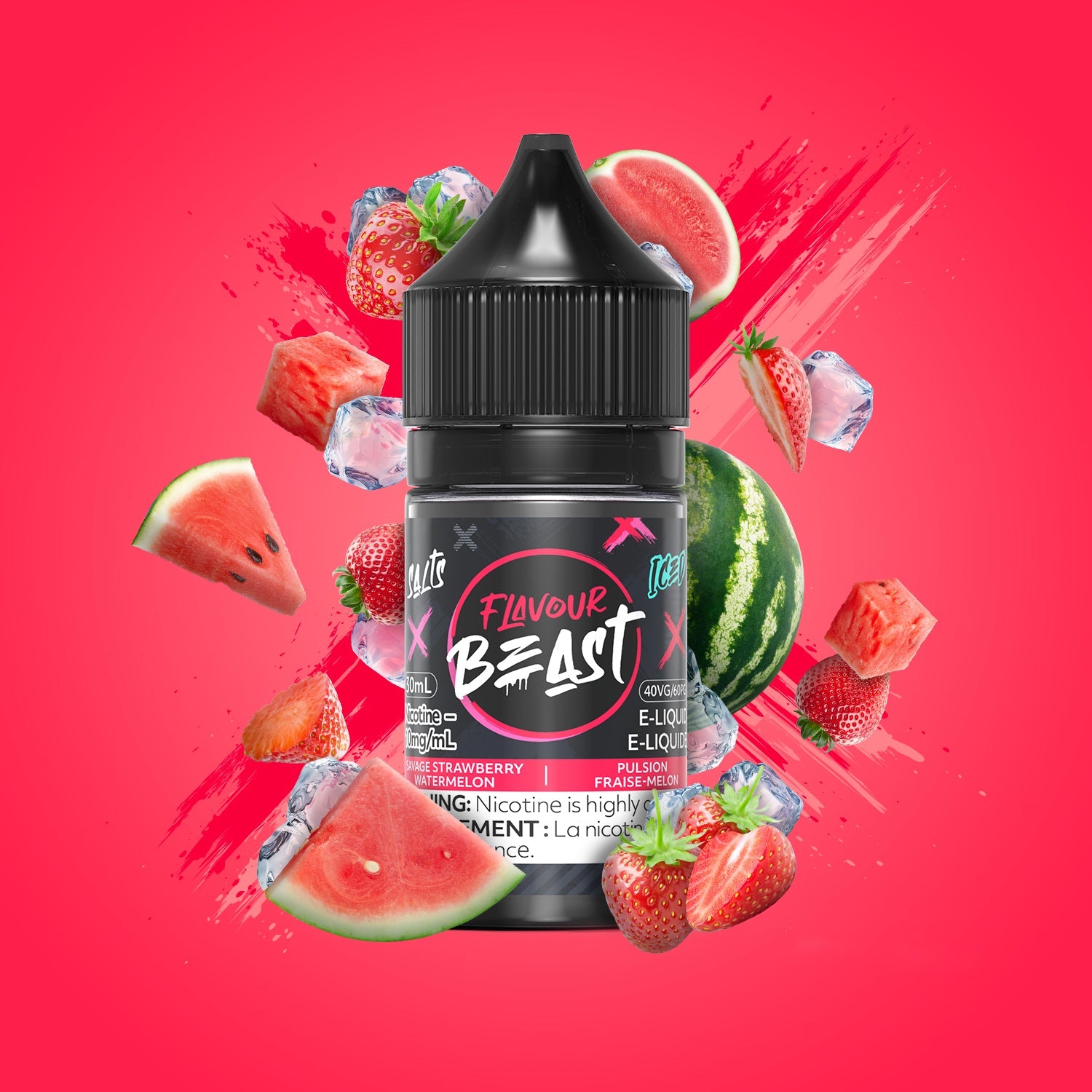 Flavour Beast E-Liquid Salt 30mL Savage Strawberry Watermelon Iced - Supa Vapes