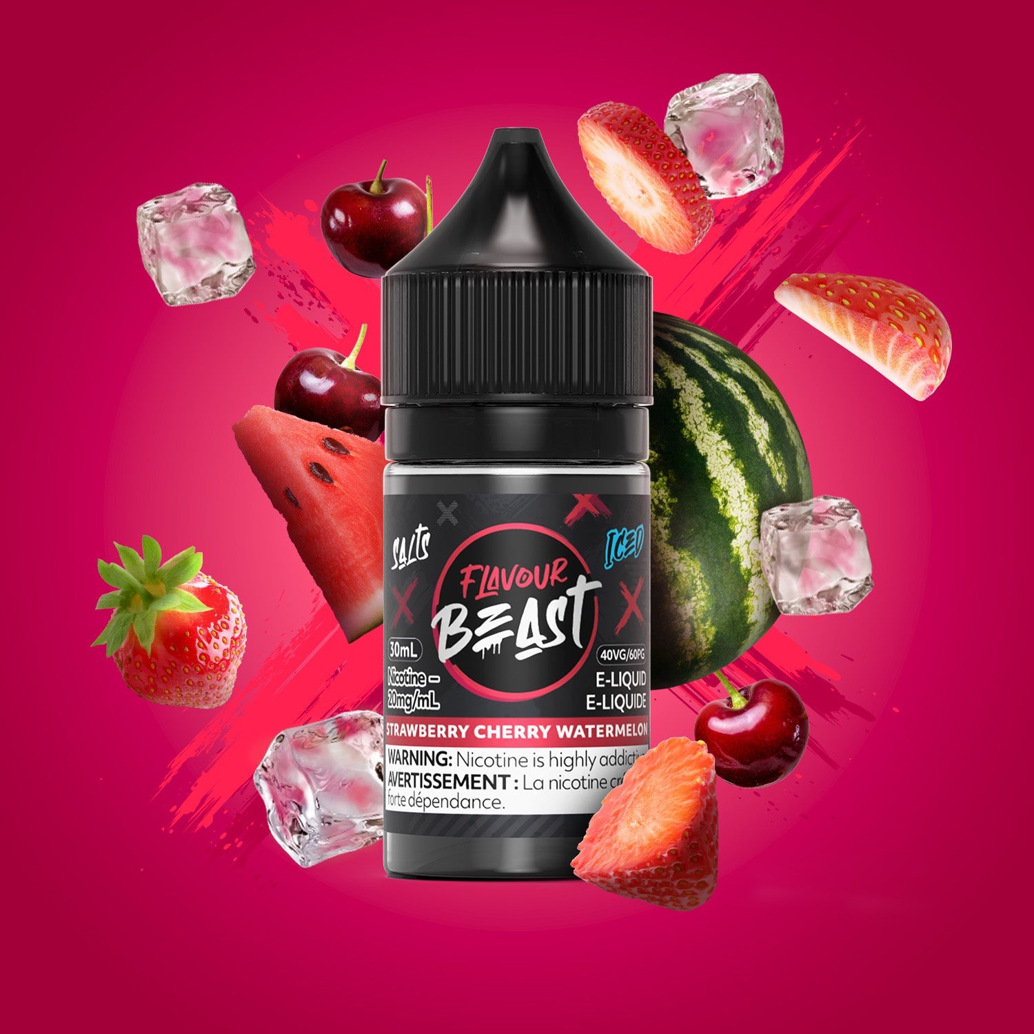 Flavour Beast E-Liquid Salt 30mL Strawberry Cherry Watermelon Iced - Supa Vapes