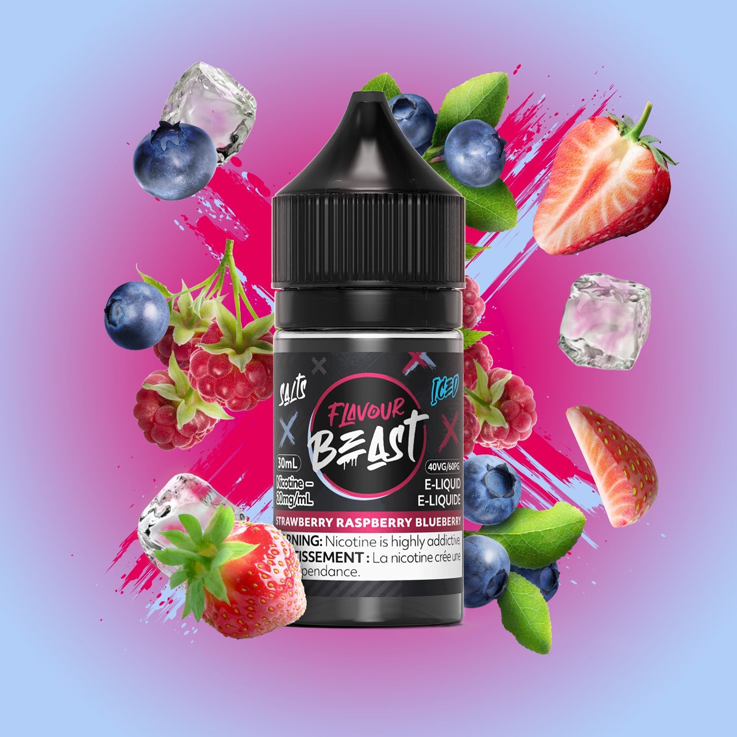 Flavour Beast E-Liquid Salt 30mL Strawberry Raspberry Blueberry Iced - Supa Vapes