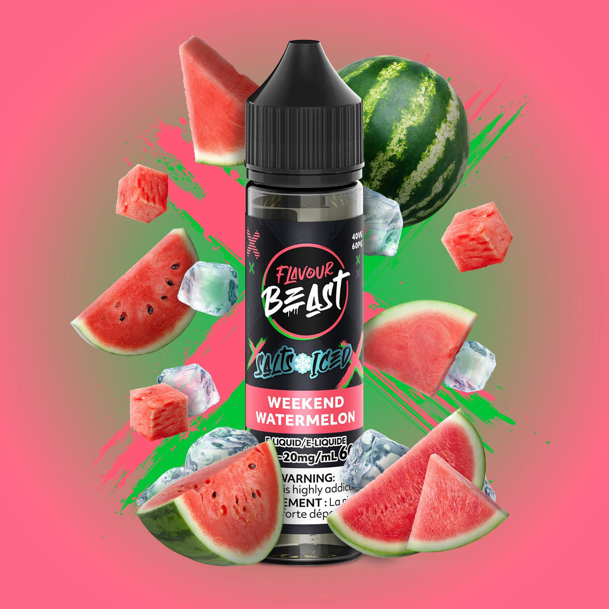 Flavour Beast E-Liquid Salt 30mL Weekend Watermelon Iced - Supa Vapes