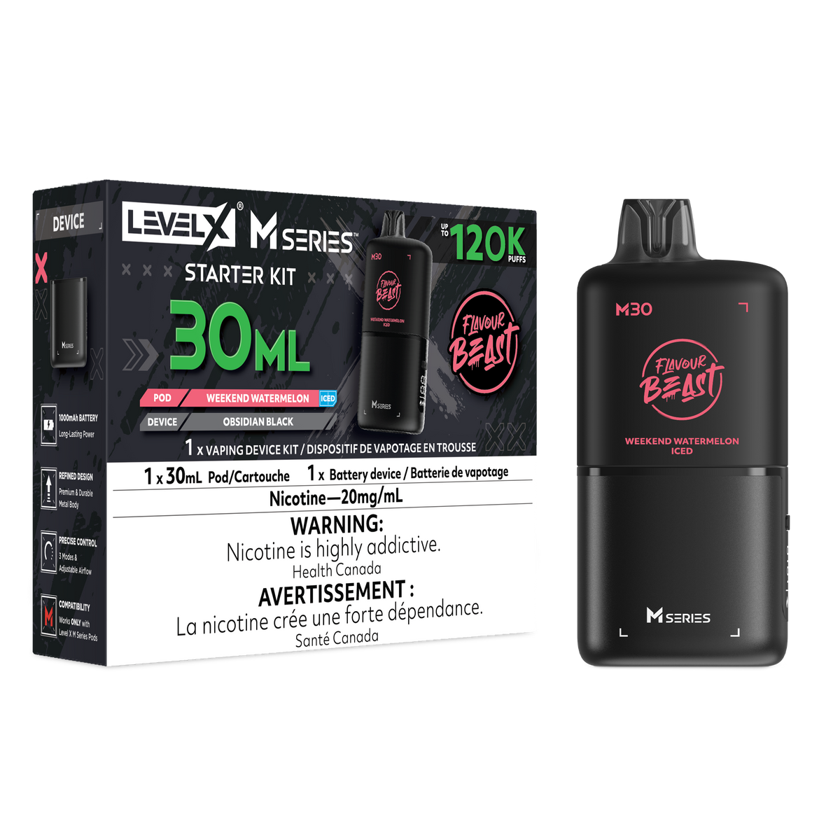 Flavour Beast Level X M Series Starter Kit 30mL Weekend Watermelon Iced - Supa Vapes