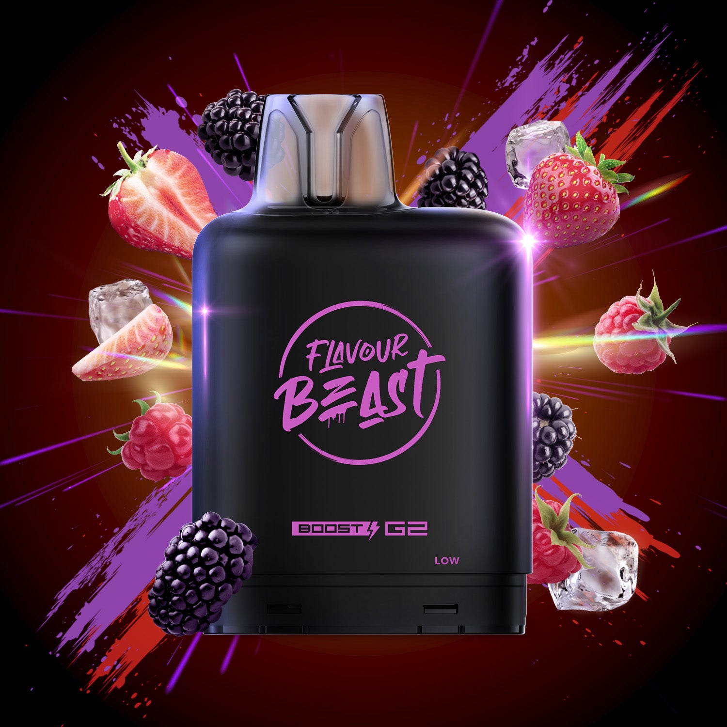 Flavour Beast Level X Boost 25K, Wild White Grape Iced flavour pod, 25,000 puffs with 20mL capacity, long-lasting and flavorful vaping experience optimized for Ontario and Quebec.