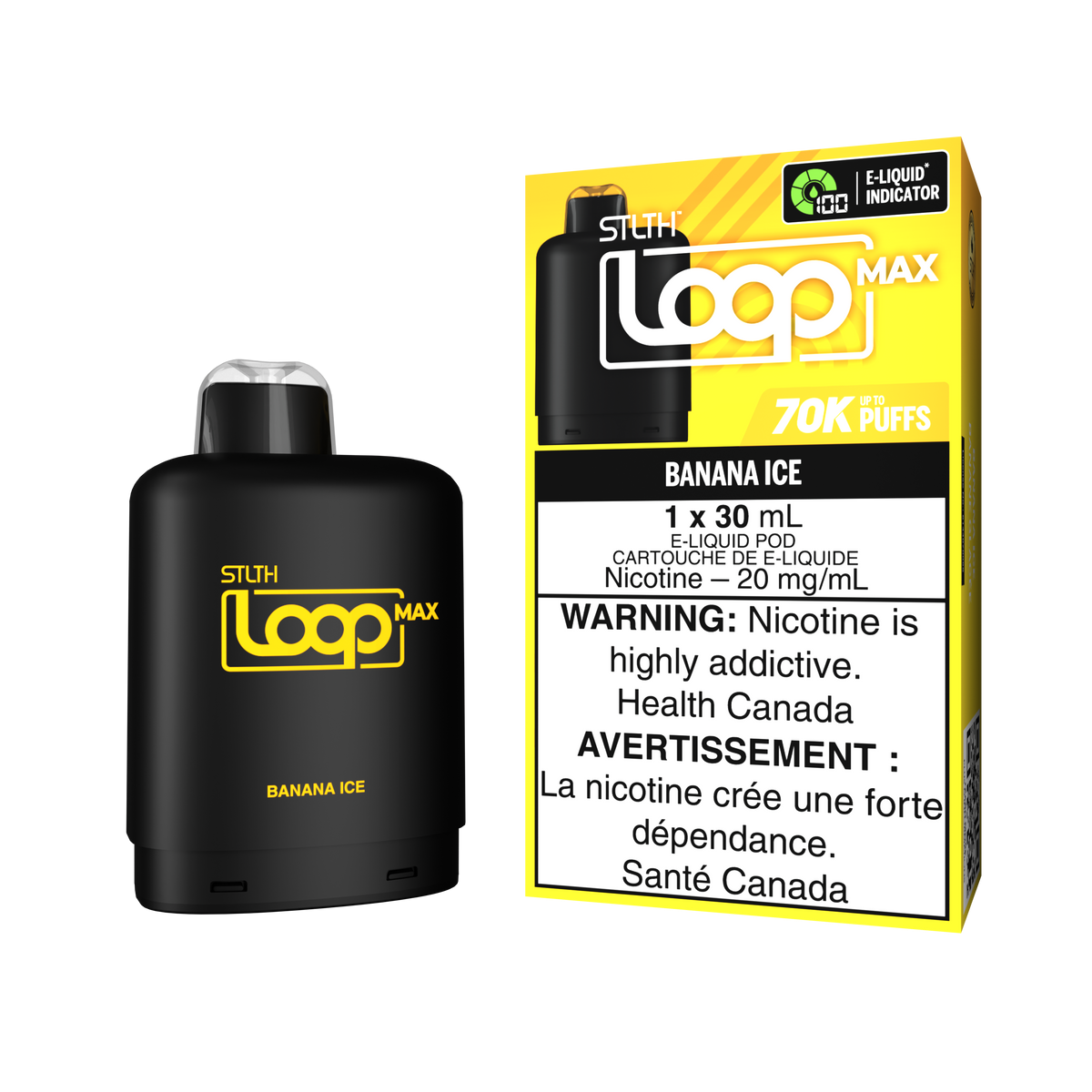 STLTH Loop MAX 70K rechargeable vape — Banana Ice flavour | Supa Vapes Canada