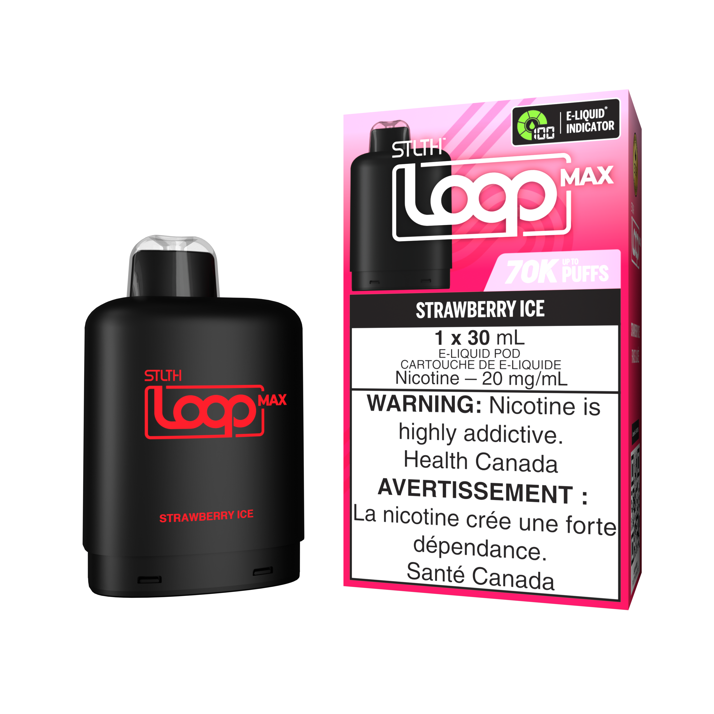 STLTH Loop MAX 70K rechargeable vape — Strawberry Ice flavour | Supa Vapes Canada