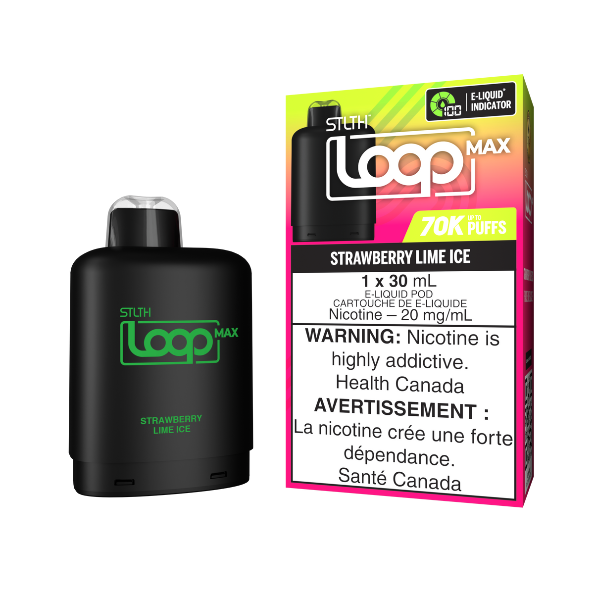STLTH Loop MAX 70K rechargeable vape — Strawberry Lime Ice flavour | Supa Vapes Canada