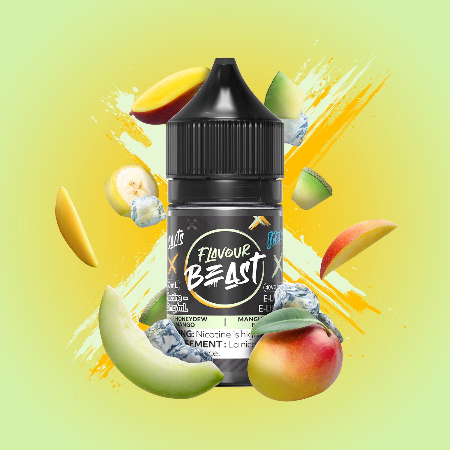 Flavour Beast E-Liquid Salt (30mL), Flippin' Fruit Flash flavour with 10mg nicotine salt, intense robust fruit taste and smooth throat hit, designed for Ontario and Quebec vapers.