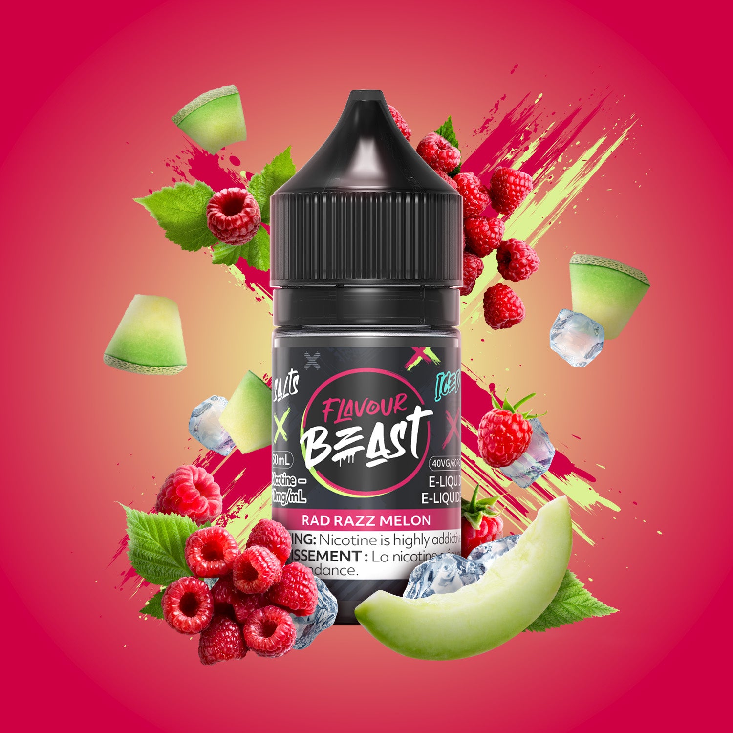 Salt Nicotine Flavour: Rad Razz Melon Iced MG: 20mg Flavour Beast e-liquid salt (30ML) | Supa Vapes - Hawkesbury, Ottawa & Ontario Vape Shop