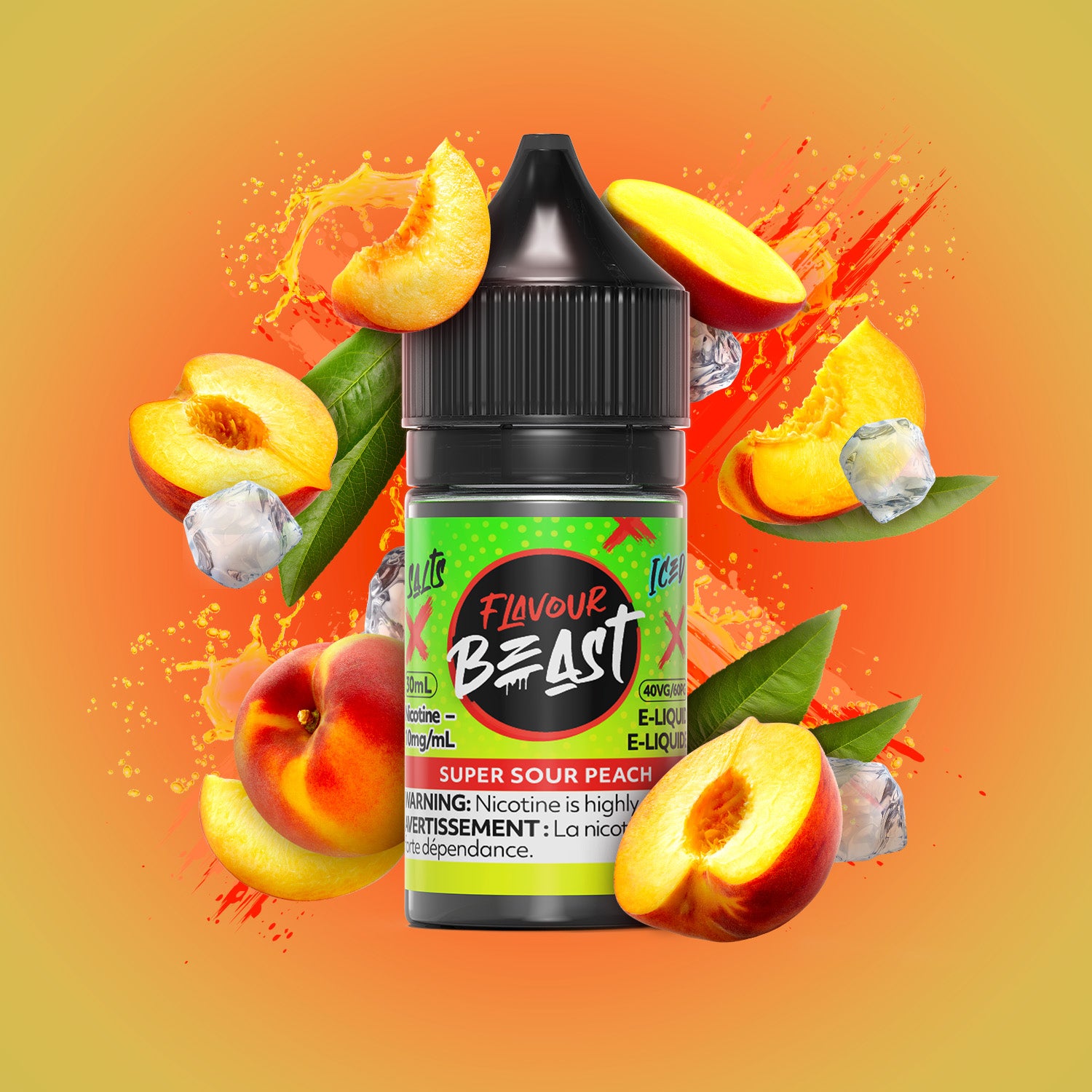 Flavour Beast E-Liquid Salt, Super Sour Lemon flavour, 30mL bottle with 20mg nicotine salt, bold and intense e-liquid for Ontario and Quebec vapers.