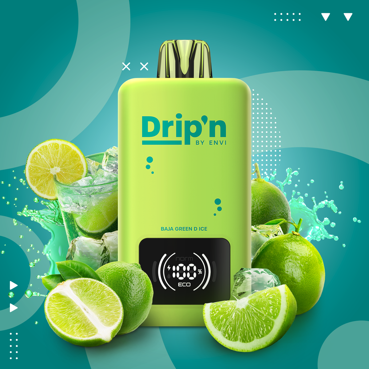 DRIP'N by Envi 26mL Baja Green D Ice Disposable Vape - Supa Vapes