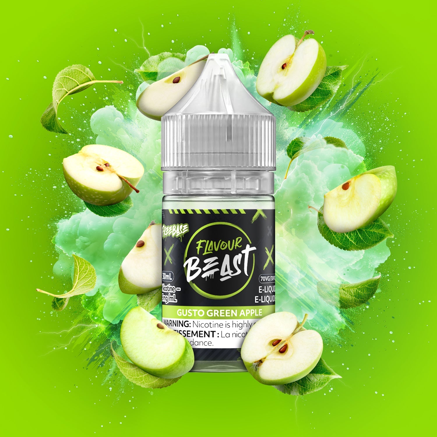 Flavour Beast E-Liquid Salt 30mL Gusto Green Apple - Supa Vapes