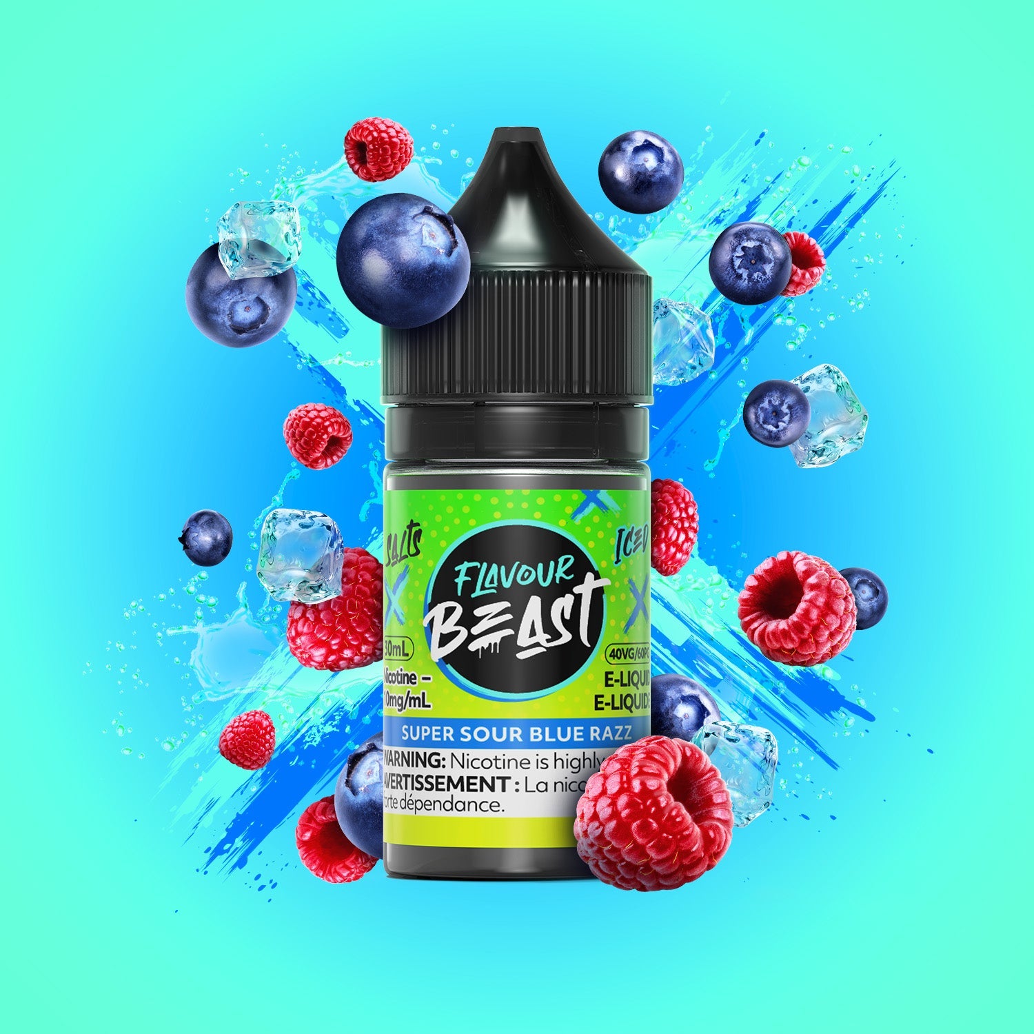 Flavour Beast E-Liquid Salt 30mL Super Sour Blue Razz - Supa Vapes