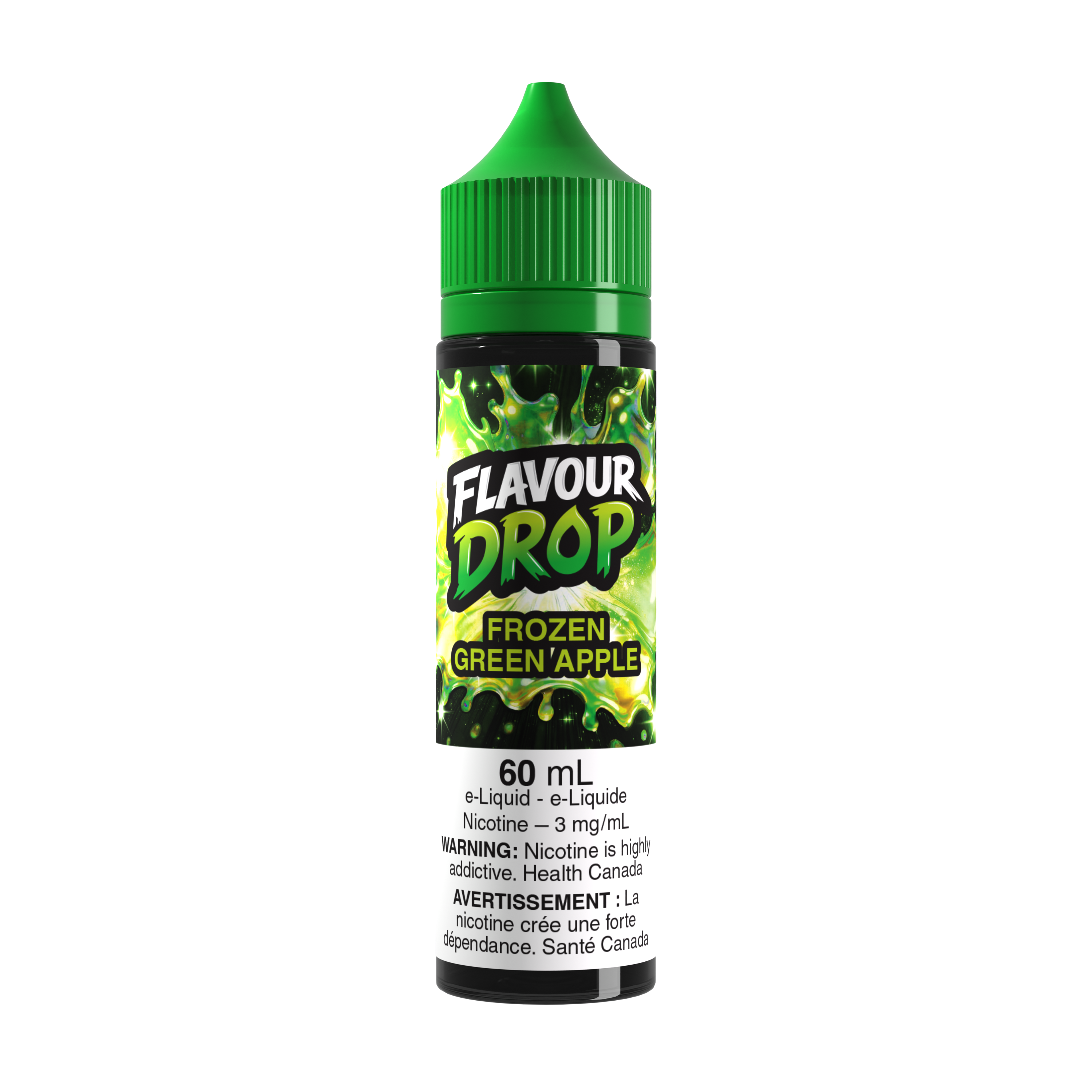 Flavour Drop Freebase Frozen Green Apple 60mL e-liquid bottle