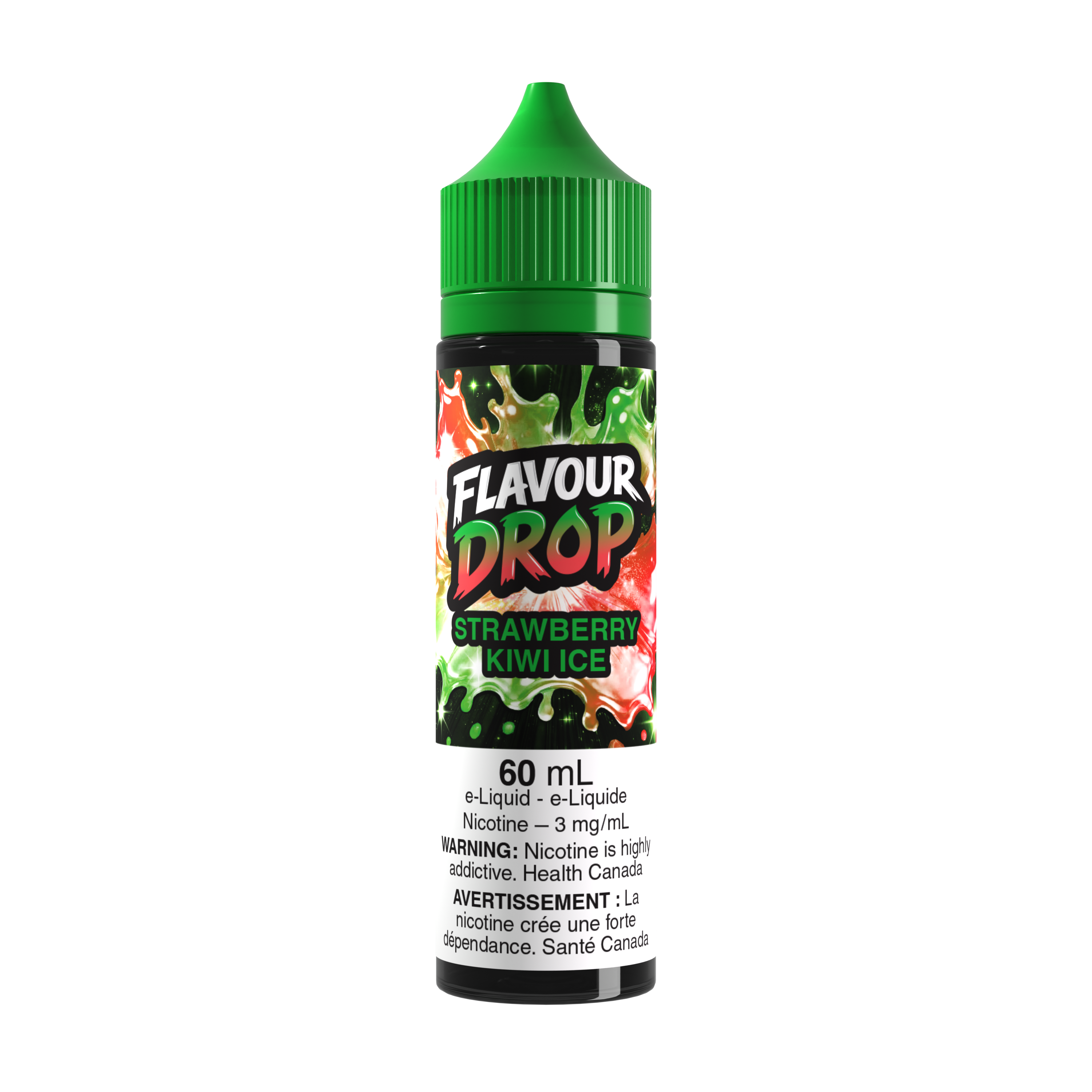 Flavour Drop Freebase Strawberry Kiwi Ice 60mL e-liquid bottle