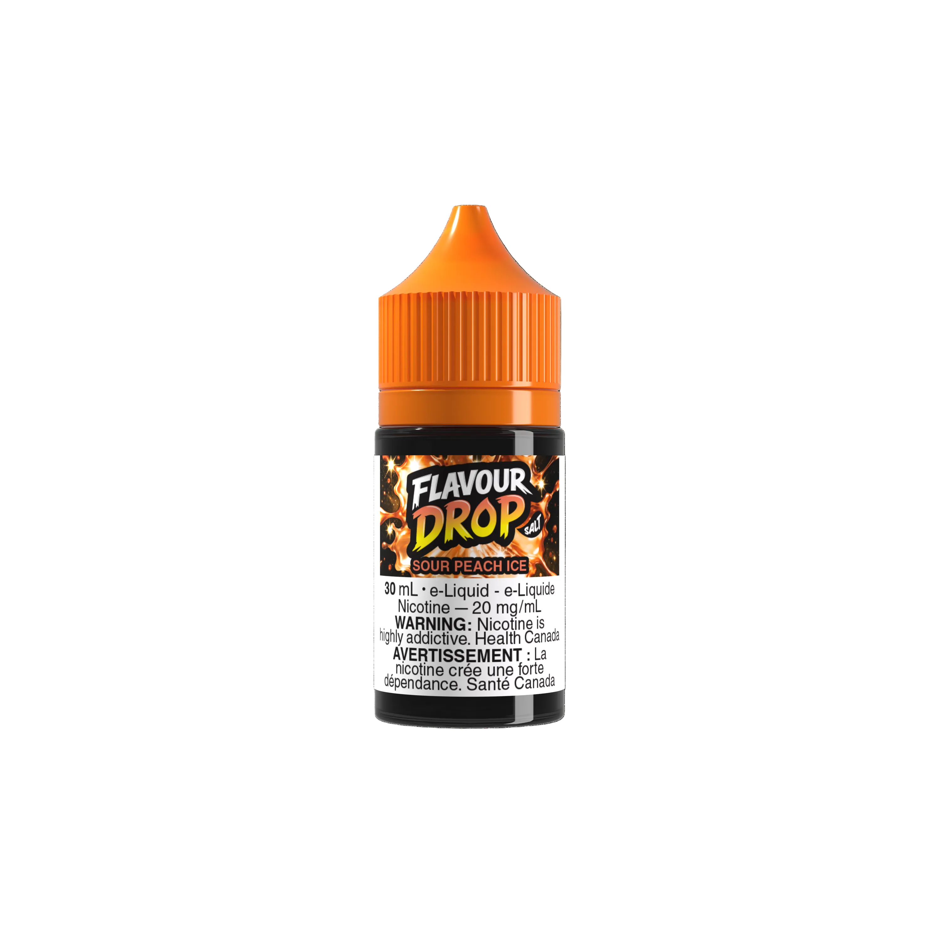Flavour Drop Salt Sour Peach Ice 30mL salt nicotine e-liquid bottle