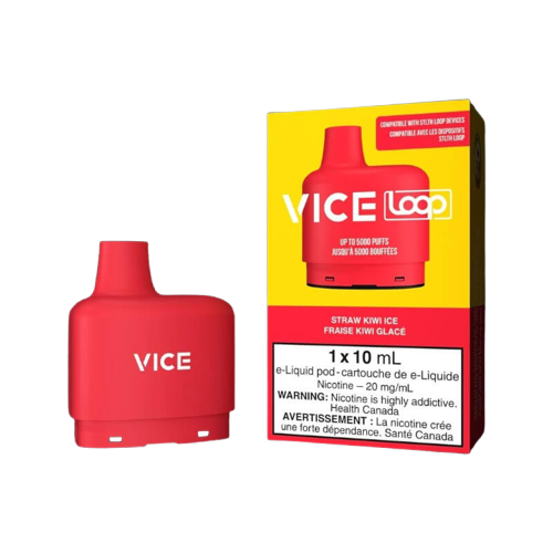 STLTH Loop Vice Pod, Straw Kiwi Ice flavour, 20mg salt nicotine pre-filled pod, smooth and consistent vapour, ideal for Ontario and Quebec vapers, clearance sale.