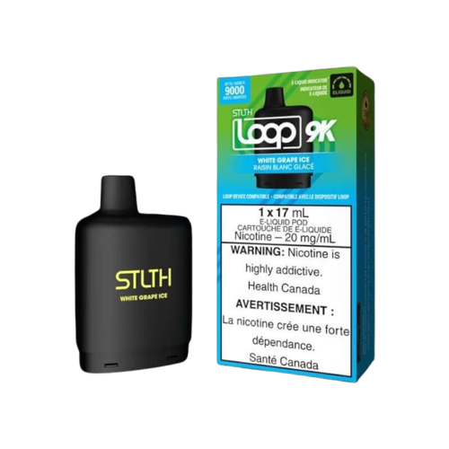 STLTH Loop 9K Pod Pack, White Grape Ice flavour pods, 20mg salt nicotine, engineered for STLTH Loop 9K device, up to 9000 puffs per pod, clearance sale.