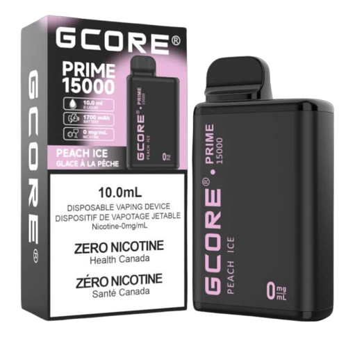 GCORE PRIME 15000 Disposable, Cool Mint flavour, zero nicotine, disposable vape with smooth and refreshing vapour, up to 15,000 puffs, ideal for Ontario and Quebec vapers.