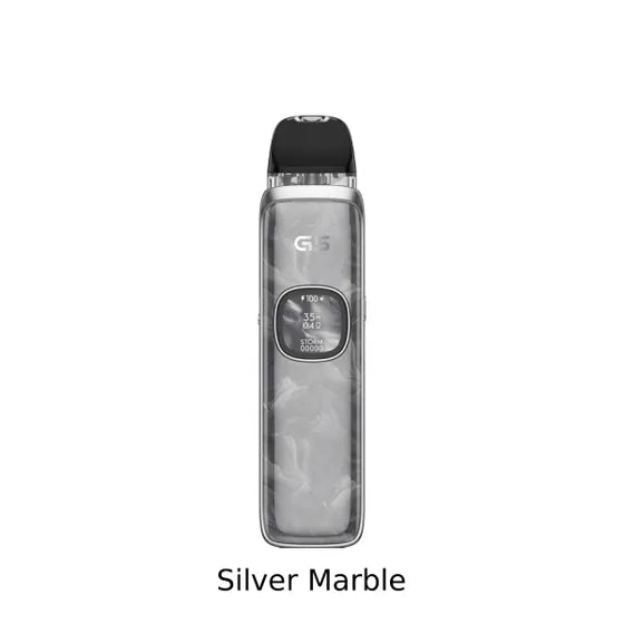 UWELL Caliburn G5 open pod kit in Silver Marble with IML frosted panel
