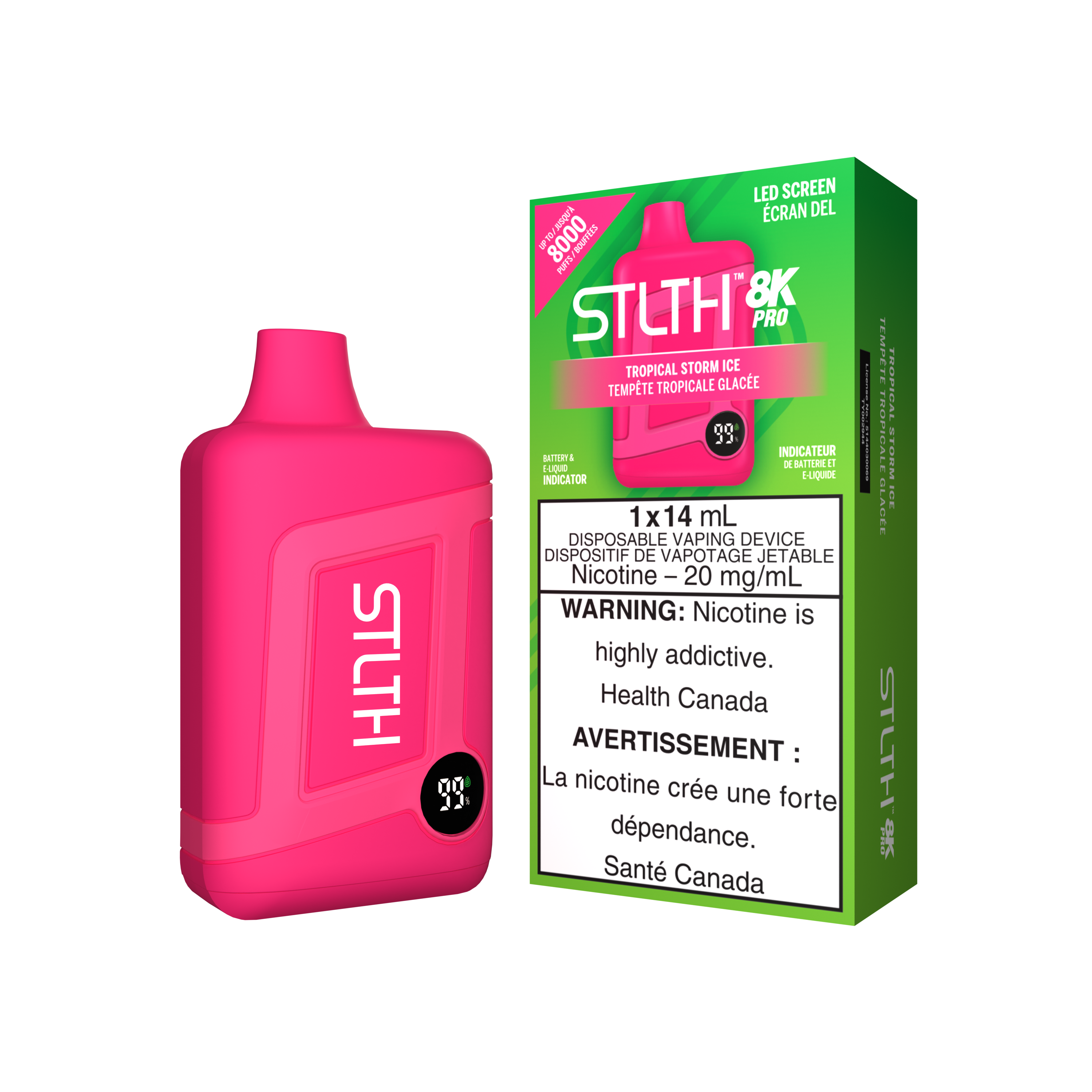 Disposable Vape STLTH 8K Pro: Tropical Storm Ice Nicotine Strength: 20mg STLTH 8K PRO | Supa Vapes - Hawkesbury, Ottawa & Ontario Vape Shop