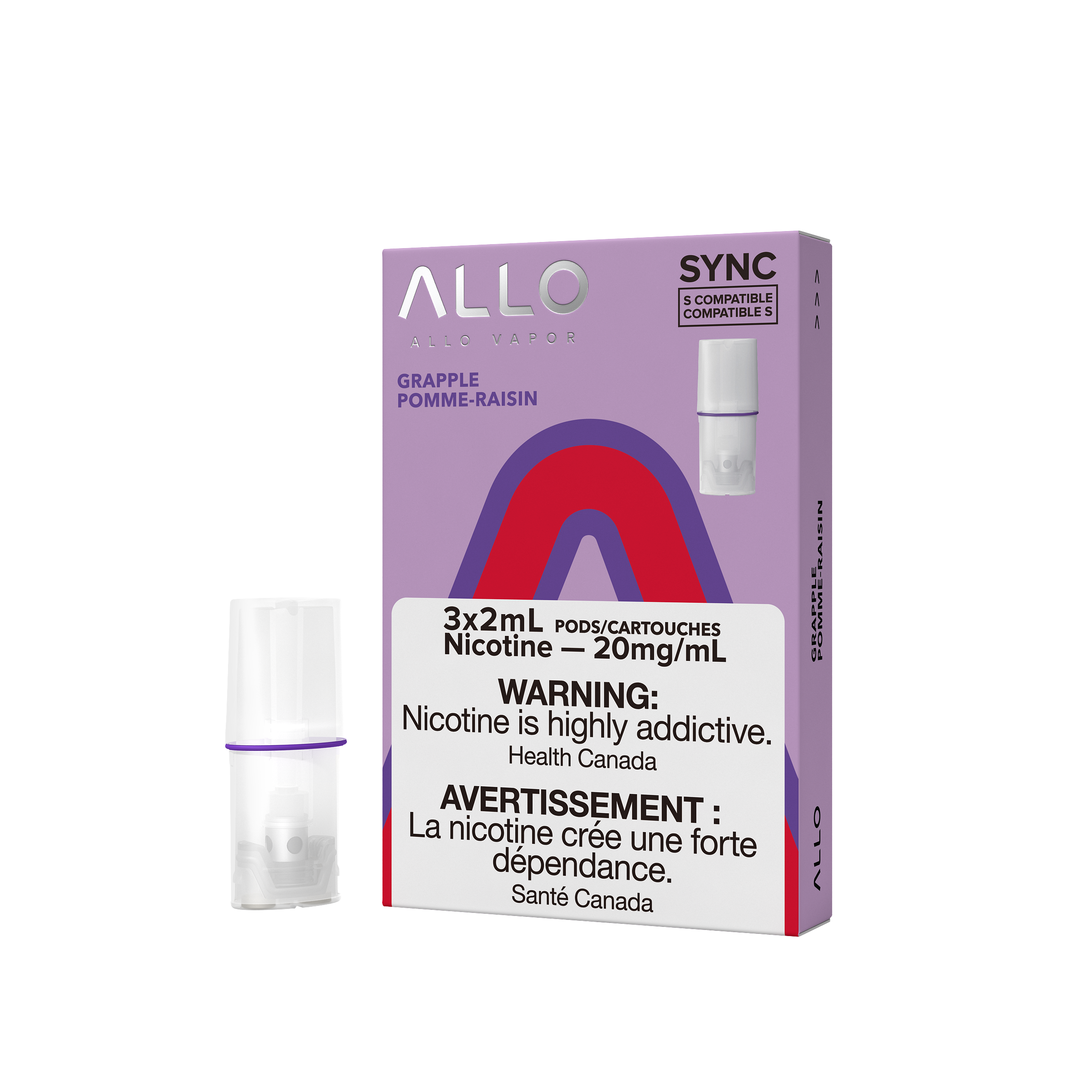 Allo Sync Pods, Blueberry Ice flavour, 20mg nicotine strength, STLTH-compatible pre-filled pod with draw activation and mesh coil for smooth vaping, ideal for Ontario and Quebec vapers.