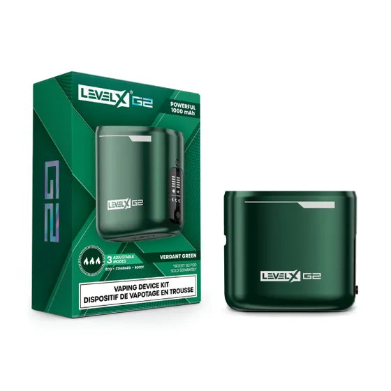 Level X G2 Battery, Verdant Green variant, dual mode firing for smooth or boosted vaping sessions, ideal for Ontario and Quebec vapers.