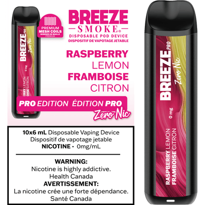 Breeze PRO 0MG, Tropical Summer flavour disposable vape, 0mg nicotine, delivering up to 2,000 puffs of smooth nicotine-free satisfaction, ideal for Ontario and Quebec vapers.