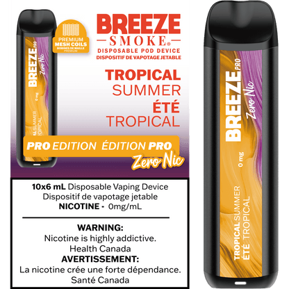 Breeze PRO 0MG - nicotine-free disposable vape with smooth flavour, available in Hawkesbury, Ottawa, and across Ontario.