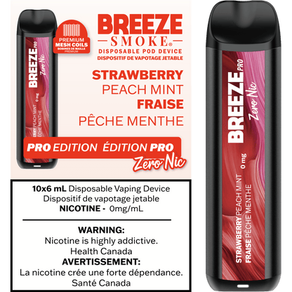 Breeze PRO 0MG - nicotine-free disposable vape with smooth flavour, available in Hawkesbury, Ottawa, and across Ontario.