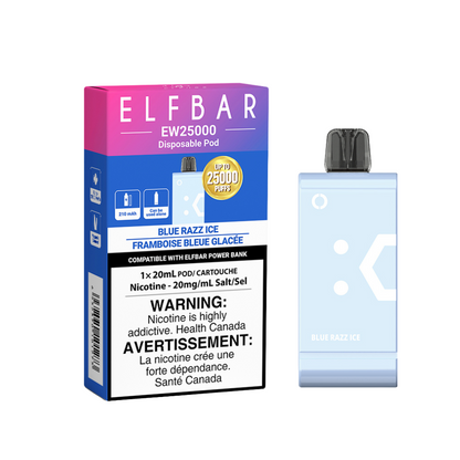 Elf Bar EW25K LED Power Bank, Blue Razz Ice flavour with bold blue raspberry sweetness and icy finish, portable vape power bank, perfect for Ontario and Quebec vapers seeking a refreshing vape experience.