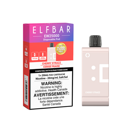 Elf Bar EW25K LED Power Bank, California Cherry flavour, 210mAh built-in pod battery, sweet sun-ripened cherry vaping experience, perfect for vapers in Ontario and Quebec.