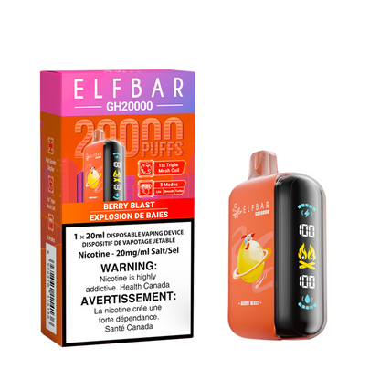 Elf Bar GH20K Disposable Vape, Strawberry Banana flavour with creamy banana and sweet strawberry notes, premium disposable vape ideal for vapers in Ontario and Quebec.