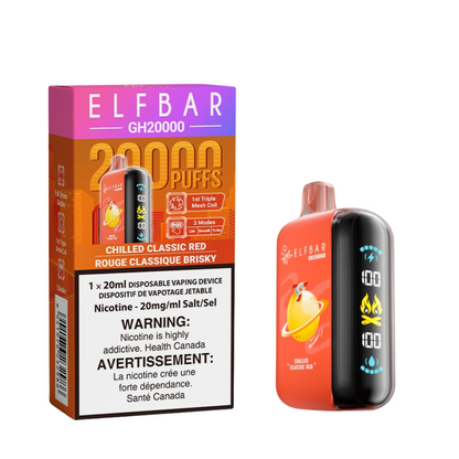 Elf Bar GH20K Disposable Vape, Peach Berry flavour, rich sweet peaches and assorted berries, smooth fruity vaping experience, popular in Ontario and Quebec.
